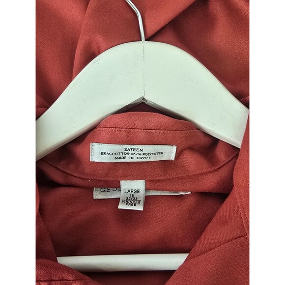Geoffrey Beene Fitted Dress Shirt Men's Large 16 Wrinkle Free Deep Red - Picture 5 of 9